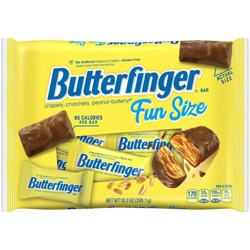 slide 1 of 9, Butterfinger Fun Size Chocolate Bar 10.2oz Bag, 10.2 oz