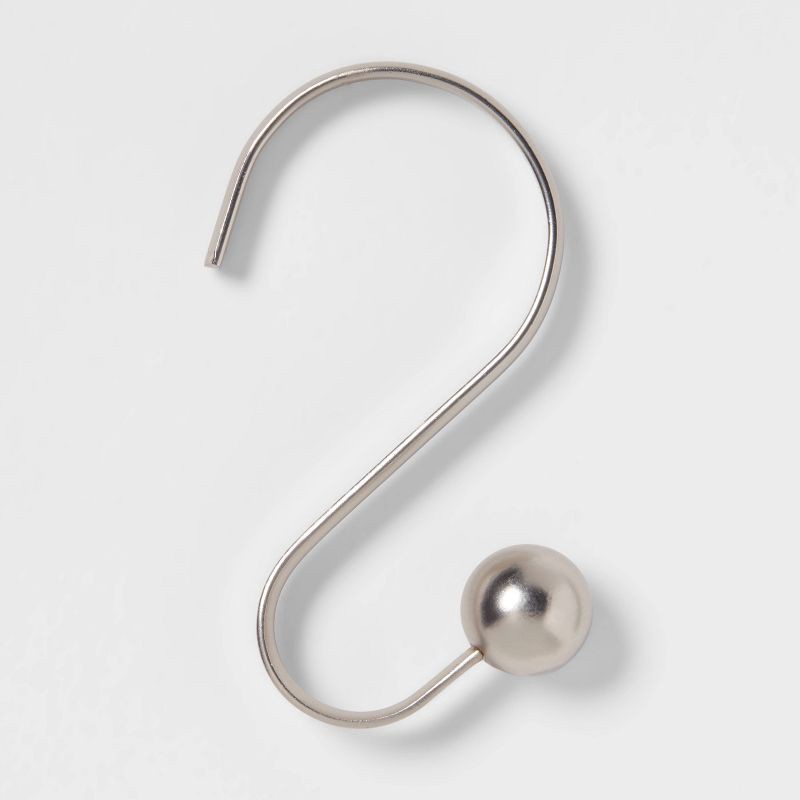 slide 1 of 3, S Shaped Shower Curtain Hooks with Ball End Cap Iron Nickel - Threshold™, 1 ct