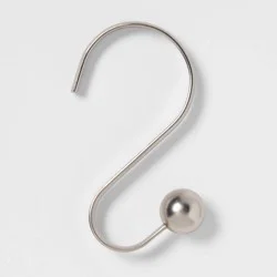 S Shaped Shower Curtain Hooks with Ball End Cap Iron Nickel - Threshold™