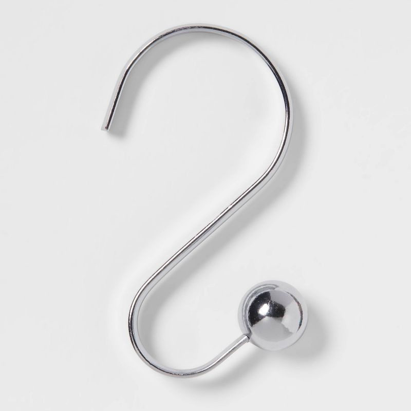 slide 1 of 3, S Shaped Shower Curtain Hooks with Ball End Cap Iron Chrome - Made By Design, 12 ct