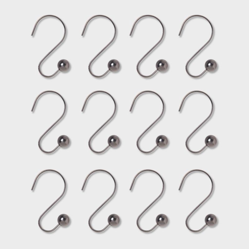 slide 3 of 3, S Shaped Shower Curtain Hooks with Ball End Cap Iron Bronze - Threshold™, 1 ct