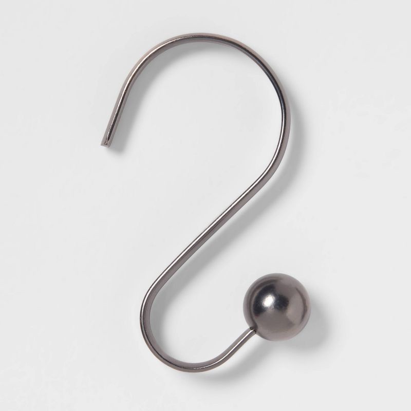 slide 1 of 3, S Shaped Shower Curtain Hooks with Ball End Cap Iron Bronze - Threshold™, 1 ct