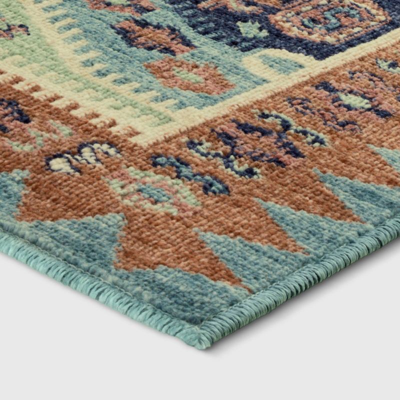slide 2 of 3, 2'4"x7' Buttercup Diamond Vintage Persian Style Woven Runner Rug Blue - Threshold™, 1 ct