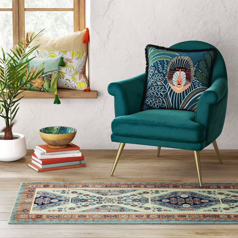 slide 3 of 3, 2'4"x7' Buttercup Diamond Vintage Persian Style Woven Runner Rug Blue - Threshold™, 1 ct