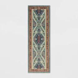 2'4"x7' Buttercup Diamond Vintage Persian Style Woven Runner Rug Blue - Threshold™