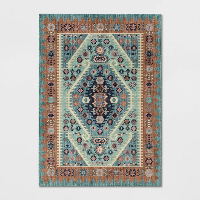 slide 1 of 3, 5'x7' Buttercup Diamond Vintage Persian Style Woven Rug Blue - Threshold™, 1 ct
