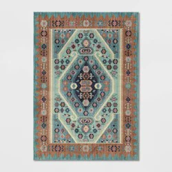 5'x7' Buttercup Diamond Vintage Persian Style Woven Rug Blue - Threshold™