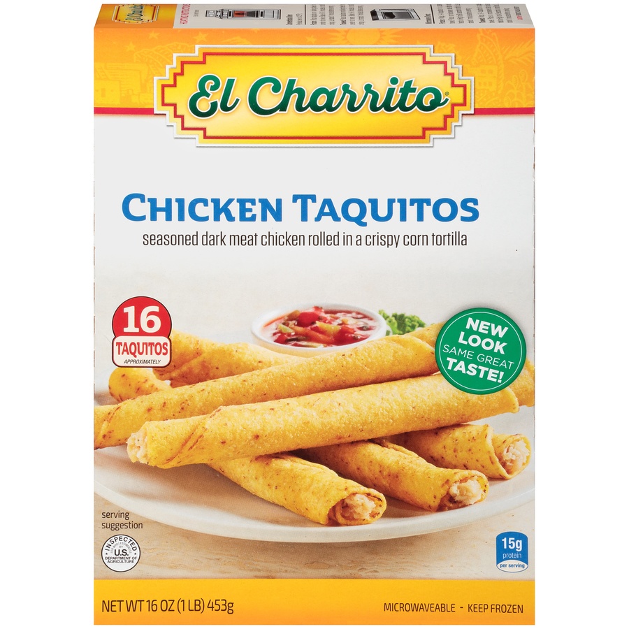 slide 1 of 8, El Charrito Chicken Taquitos, 18 oz