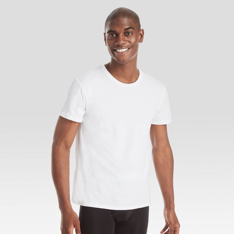 slide 3 of 4, Hanes Premium Men's 3pk Comfort Fit Crew Neck T-Shirt - White XL: Tagless,, 3 ct