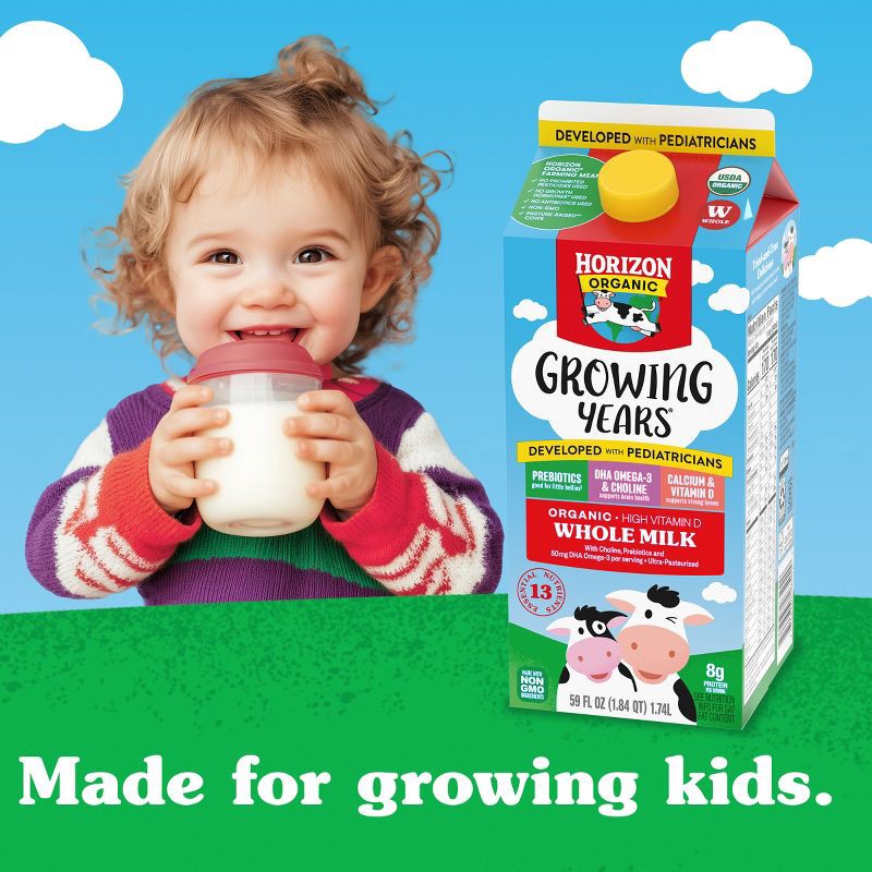 slide 8 of 16, Horizon Organic Growing Years Whole Milk with DHA Omega-3 - 59 fl oz, 3 x 59 fl oz