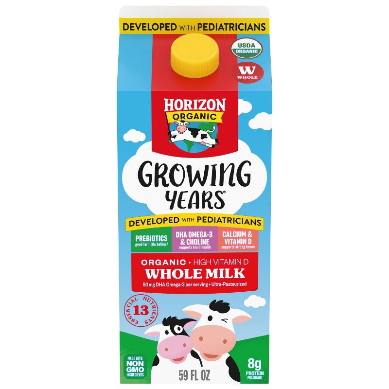 slide 1 of 16, Horizon Organic Growing Years Whole Milk with DHA Omega-3 - 59 fl oz, 3 x 59 fl oz
