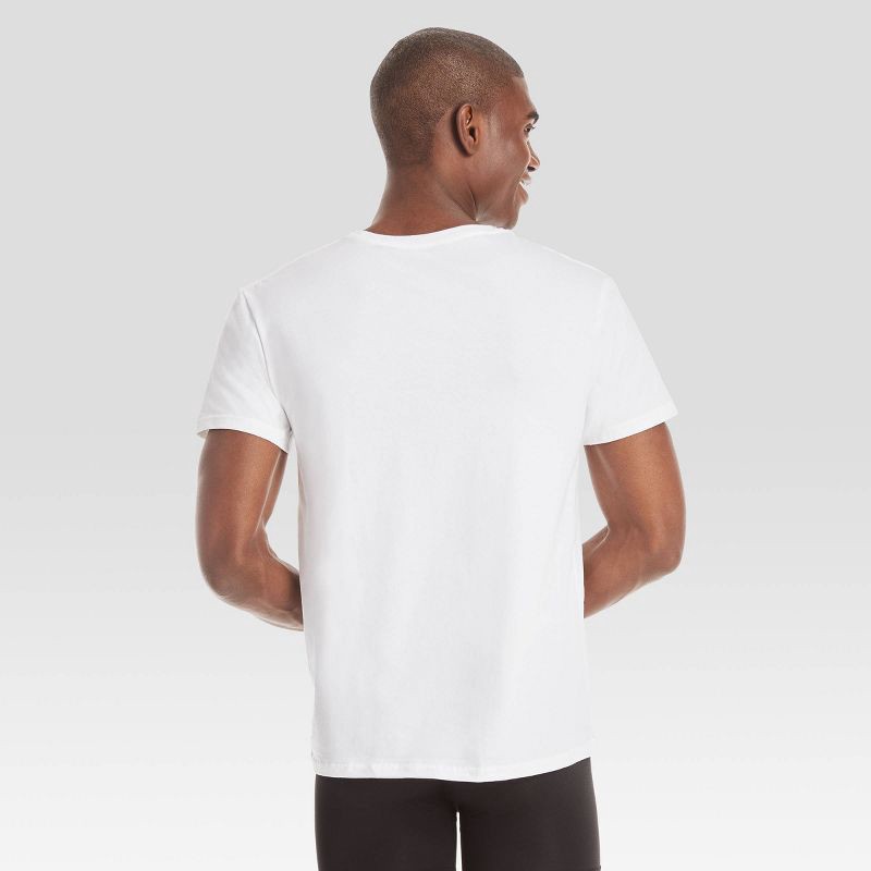 slide 4 of 4, Hanes Premium Men's 3pk Comfort Fit Crew Neck T-Shirt - White L: , Cotton-Spandex Blend, Tagless, Short Sleeve, 3 ct