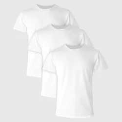 Hanes Premium Men's 3pk Comfort Fit Crew Neck T-Shirt - White L: , Cotton-Spandex Blend, Tagless, Short Sleeve