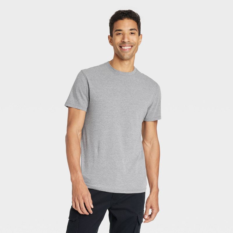 slide 1 of 3, Men's Every Wear Short Sleeve T-Shirt - Goodfellow & Co™ Gray XL: Crew Neck, Midweight, 1 ct