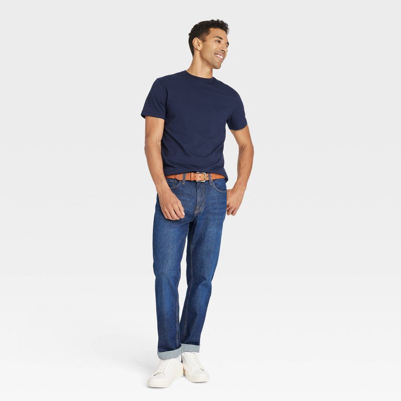 slide 3 of 3, Men's Every Wear Short Sleeve T-Shirt - Goodfellow & Co™ Xavier Navy L: Crew Neck, 1 ct
