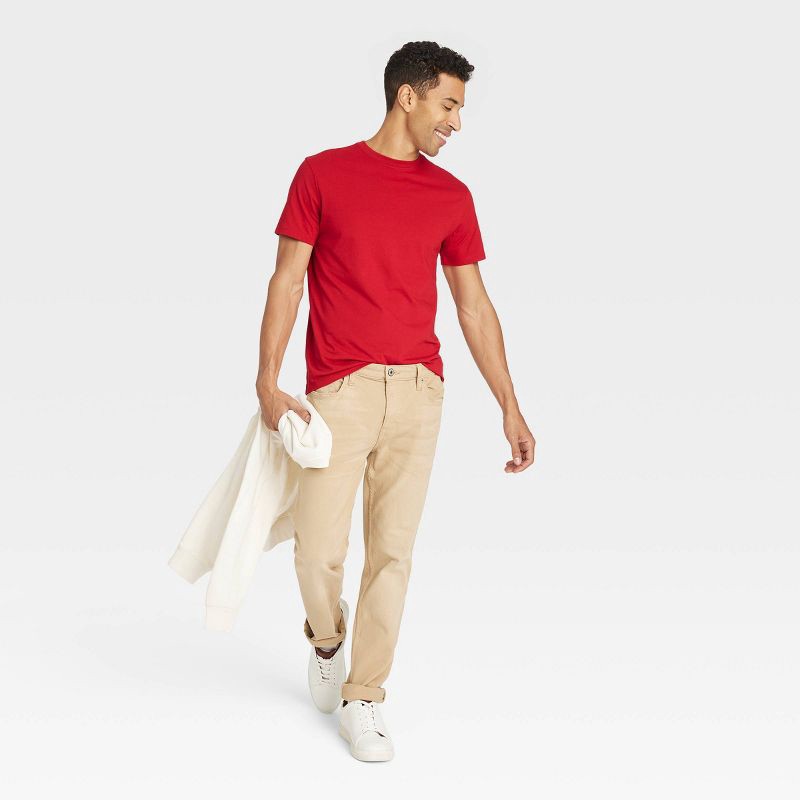 slide 3 of 3, Men's Every Wear Short Sleeve T-Shirt - Goodfellow & Co™ Red Velvet M: Crew Neck, 1 ct