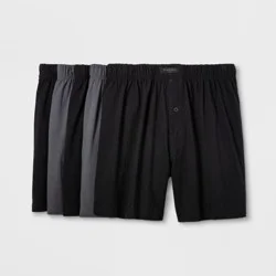 Men's Knit Boxers 5pk - Goodfellow & Co™ Gray/Black L: Mid Rise, Fly Button, Jersey Fabric