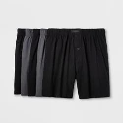 Men's Knit Boxers 5pk - Goodfellow & Co™ Gray/Black L: Mid Rise, Fly Button, Jersey Fabric