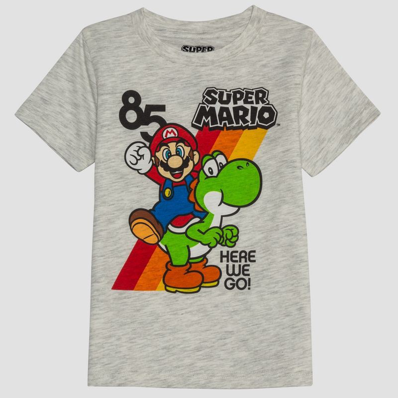 slide 1 of 2, Toddler Boys' Super Mario Short Sleeve Graphic T-Shirt - Beige 4T, 1 ct