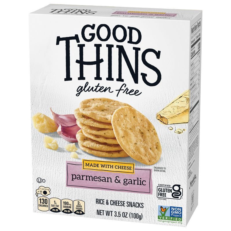 slide 6 of 8, Good Thins Gluten Free Rice Crackers Parmesan & Garlic - 3.5oz, 3.5 oz