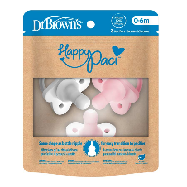 slide 3 of 4, Dr Brown HappyPaci 3-Pack Pink, 1 ct