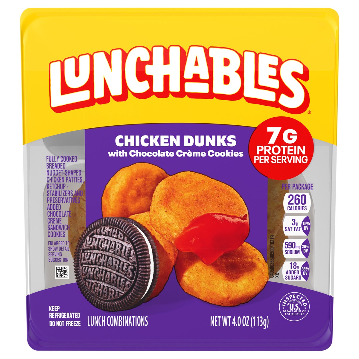 slide 1 of 9, Lunchables Chicken Dunks with Chocolate Creme Cookies, 4 oz Tray, 4 oz
