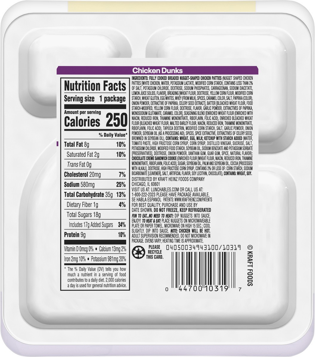 slide 5 of 9, Lunchables Chicken Dunks with Chocolate Creme Cookies, 4 oz Tray, 4 oz