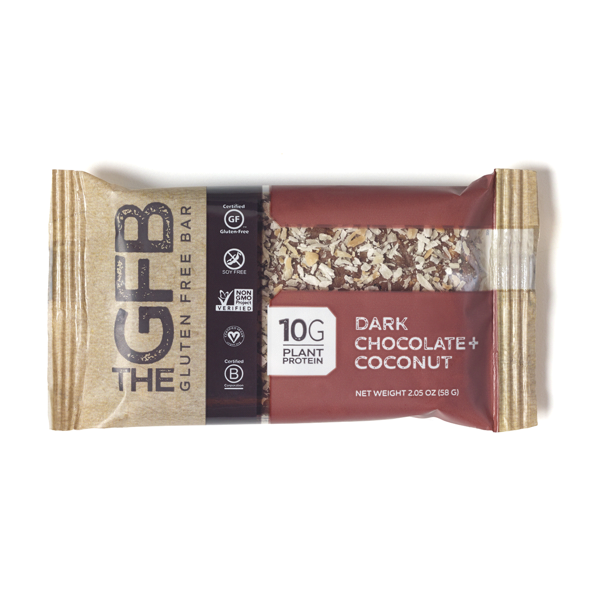 slide 1 of 2, The GFB Dark Chocolate + Coconut Bar, 2.05 oz