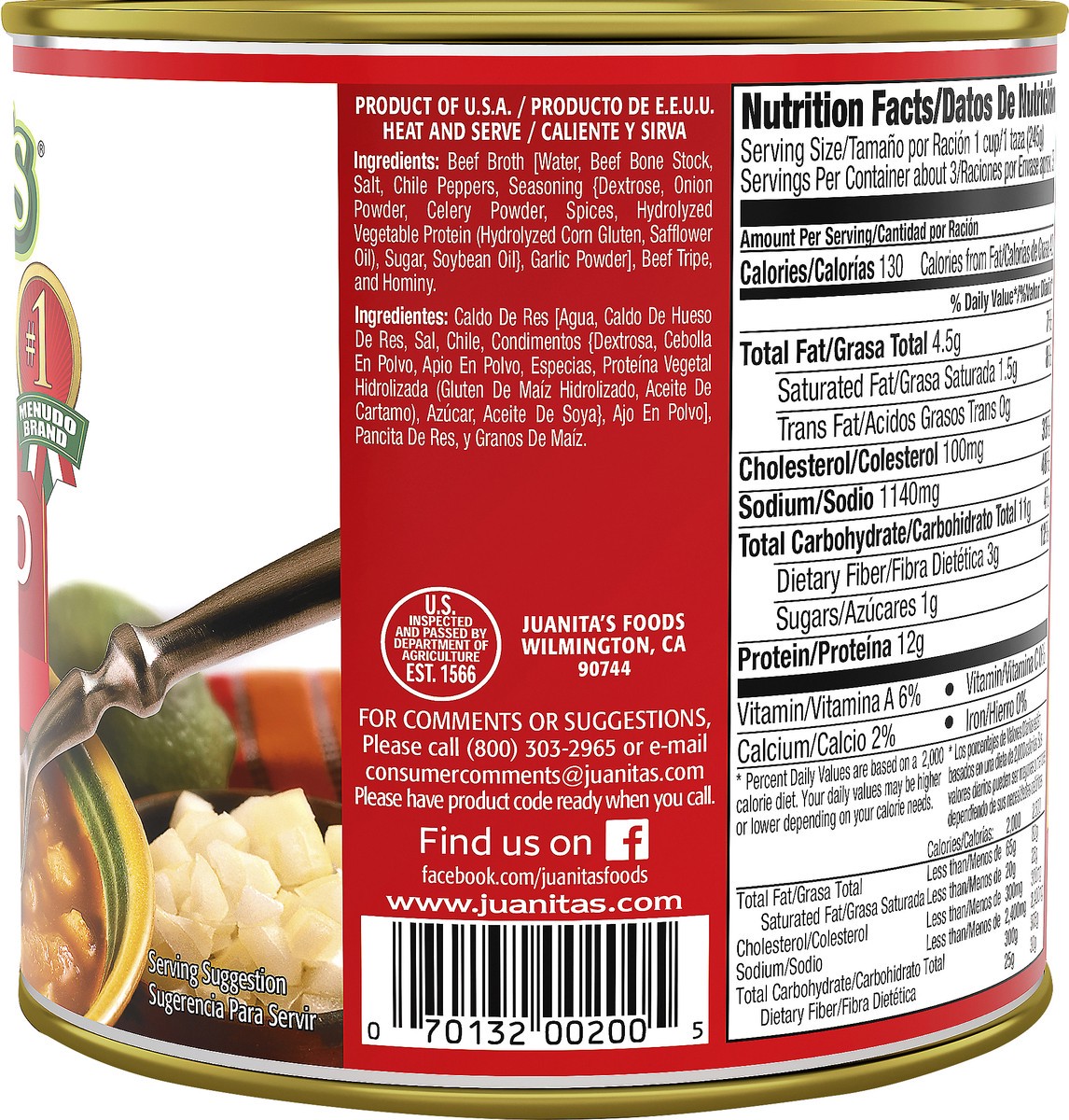 slide 3 of 4, Juanita's Original Menudo, Canned Menudo, 25 oz, 25 oz