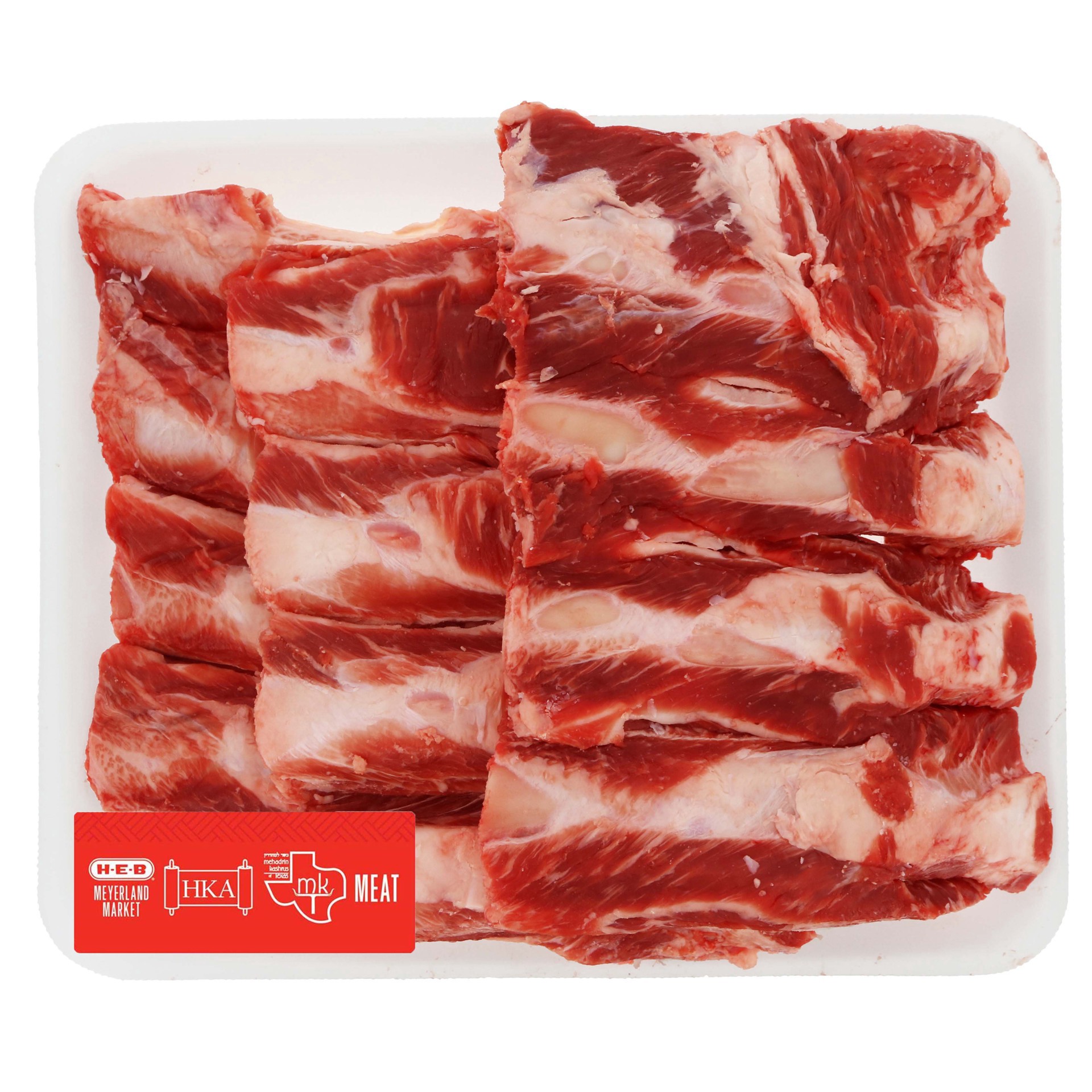 slide 1 of 1, H-E-B Kosher Beef Back Ribs Bone-in, Value Pack, per lb