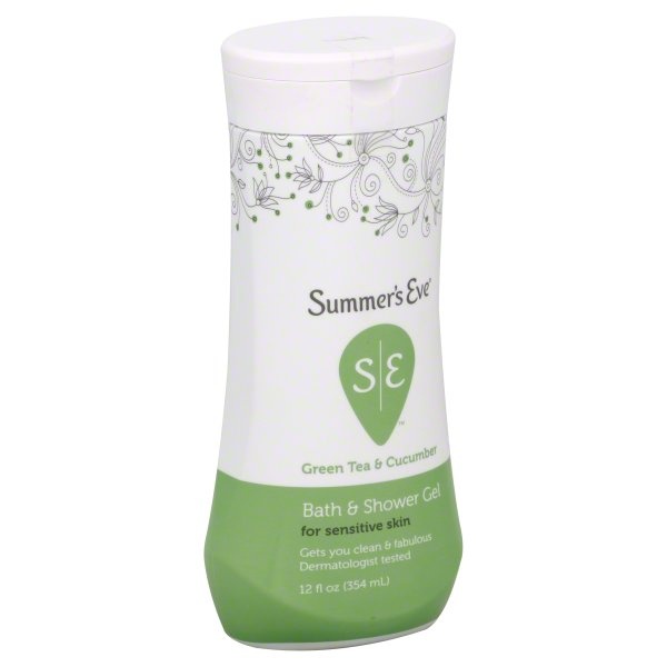 slide 1 of 1, Summer's Eve Green Tea Cucumber Bath Shower Gel For Sensitive Skin, 1 ct