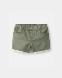 Oshkosh Toddler Girl Eyelet Trim Twill Shorts - Olive - 4T