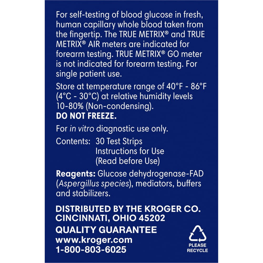 slide 4 of 5, Kroger True Metrix Self-Monitoring Blood Glucose Test Strips, 30 ct