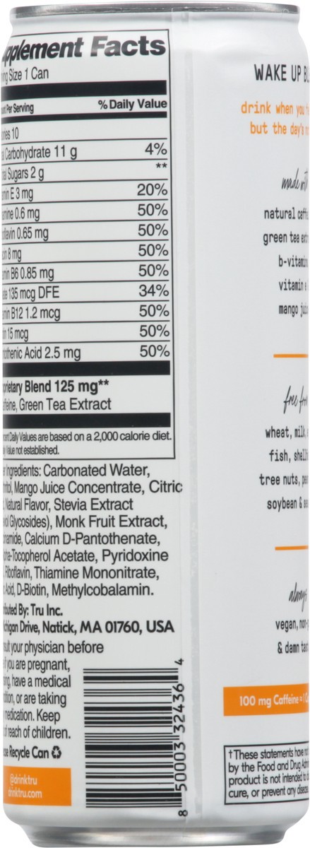 slide 9 of 9, Tru Energy Enhanced Orange Mango Flavored Sparkling Beverage 12 fl oz, 12 fl oz