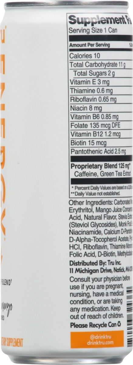 slide 7 of 9, Tru Energy Enhanced Orange Mango Flavored Sparkling Beverage 12 fl oz, 12 fl oz