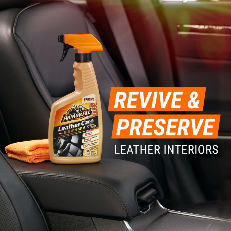 slide 3 of 6, Armor All 16oz Leather Care with Beeswax Automotive Interior Cleaner: Car Cleaning Supplies, Leather Conditioner, Non-Abrasive, 16 oz