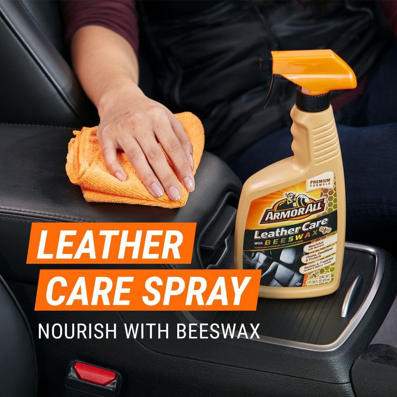 slide 4 of 6, Armor All 16oz Leather Care with Beeswax Automotive Interior Cleaner: Car Cleaning Supplies, Leather Conditioner, Non-Abrasive, 16 oz