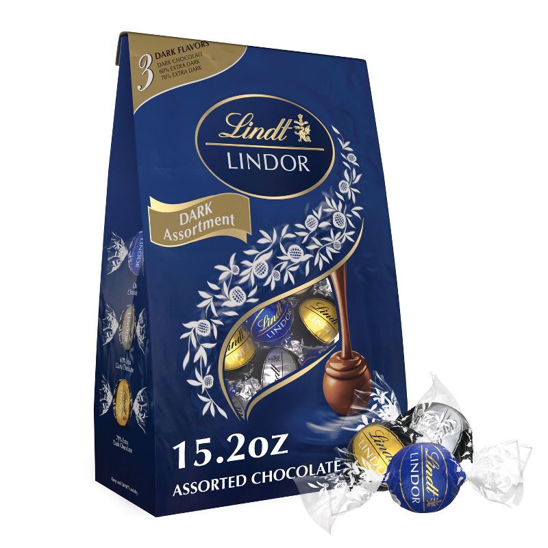 slide 1 of 8, Lindt Lindor Assorted Dark Chocolate Candy Truffles - 15.2 oz., 15.2 oz