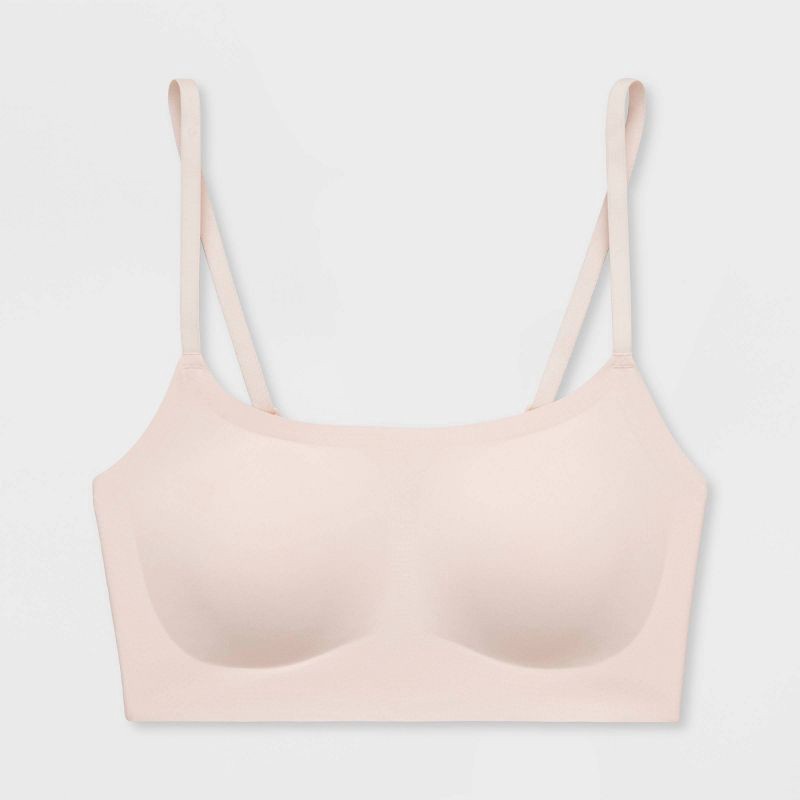 slide 2 of 5, True & Co. True Everybody Women's Adjustable Strap Scoopneck Bra - Light Beige M: Nylon Spandex Blend, Removable Padding, Wireless Design, 1 ct