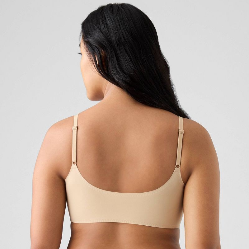 slide 3 of 5, True & Co. True Everybody Women's Adjustable Strap Scoopneck Bra - Light Beige L: Nylon Spandex Blend, Removable Padding, Wireless, Hand Wash, 1 ct