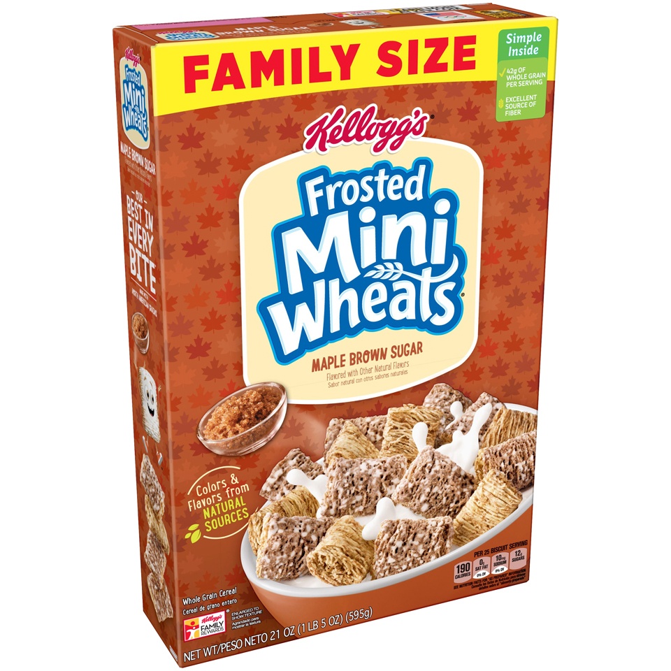 slide 1 of 4, Kellogg's Frosted Mini-Wheats Maple Brown Sugar Cereal, 21 oz