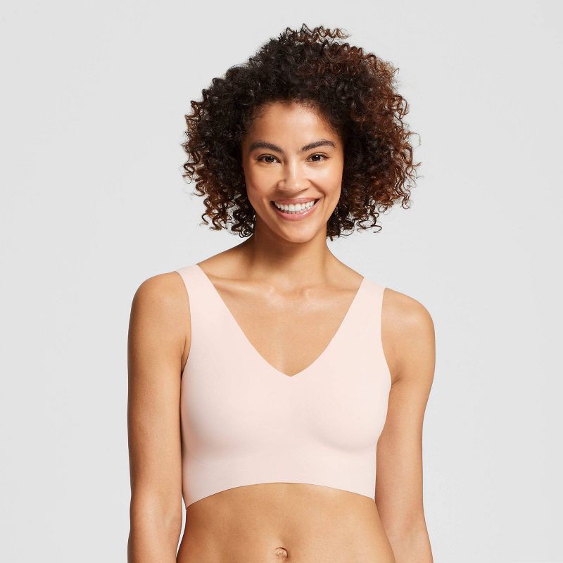 slide 1 of 5, True & Co. True Everybody Women's V Neck Bra - Light Beige M: Lightly Lined, Wireless, Removable Padding, 1 ct