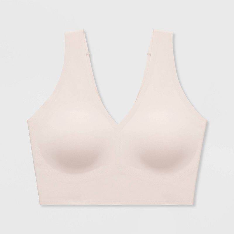 slide 3 of 5, True & Co. True Everybody Women's V Neck Bra - Light Beige L: Lightly Lined, Wireless, Removable Padding, 1 ct