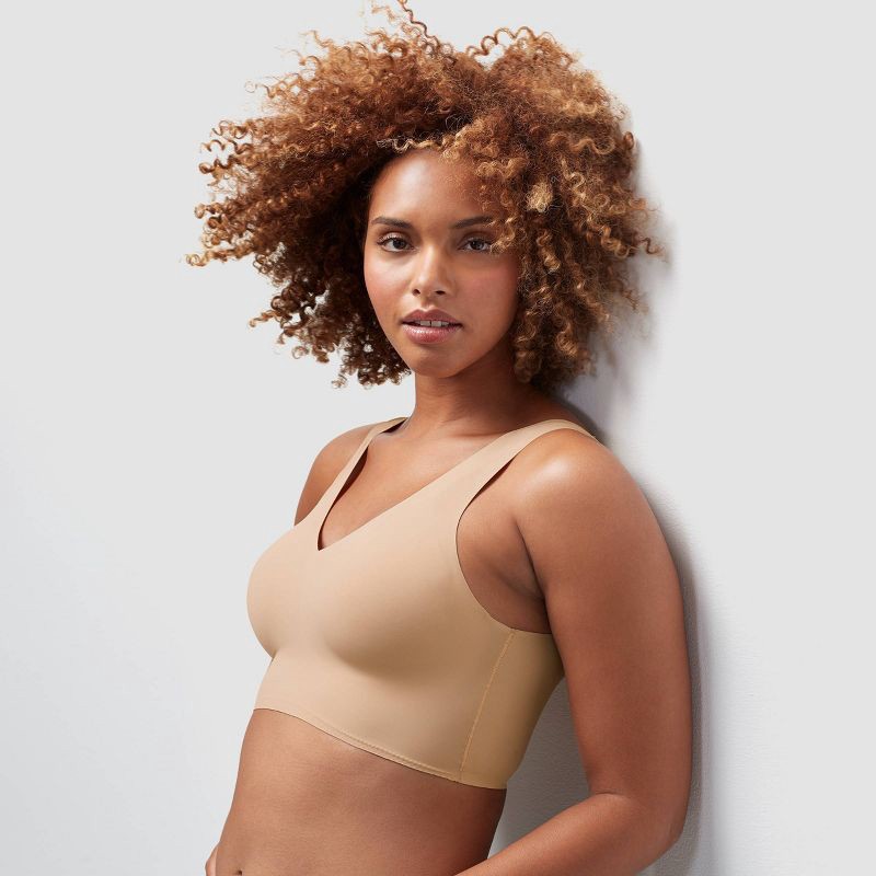 slide 4 of 5, True & Co. True Everybody Women's V Neck Bra - Light Beige XL: Wireless, Lightly Lined, Removable Padding, 1 ct