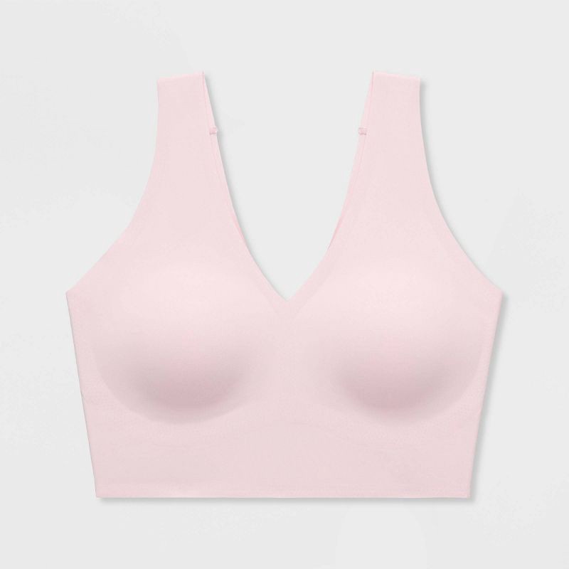 slide 3 of 5, True & Co. True Everybody Women's V Neck Bra - Pale Pink M: Lightly Lined, Removable Padding, Wireless, 1 ct