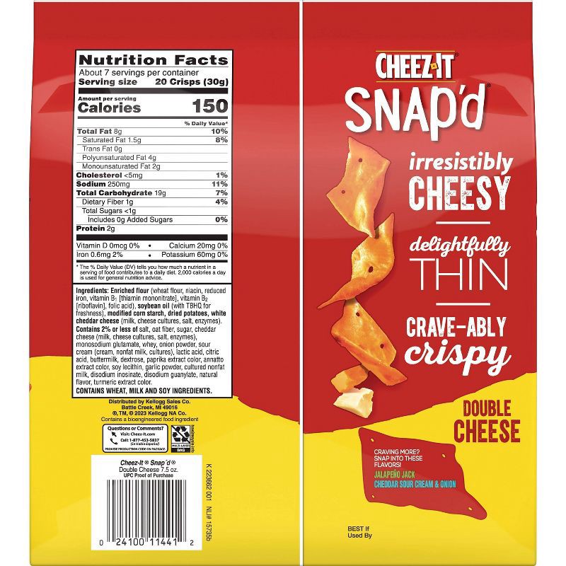 slide 6 of 6, Cheez-It Snap'd Double Cheese Crackers - 7.5oz, 7.5 oz