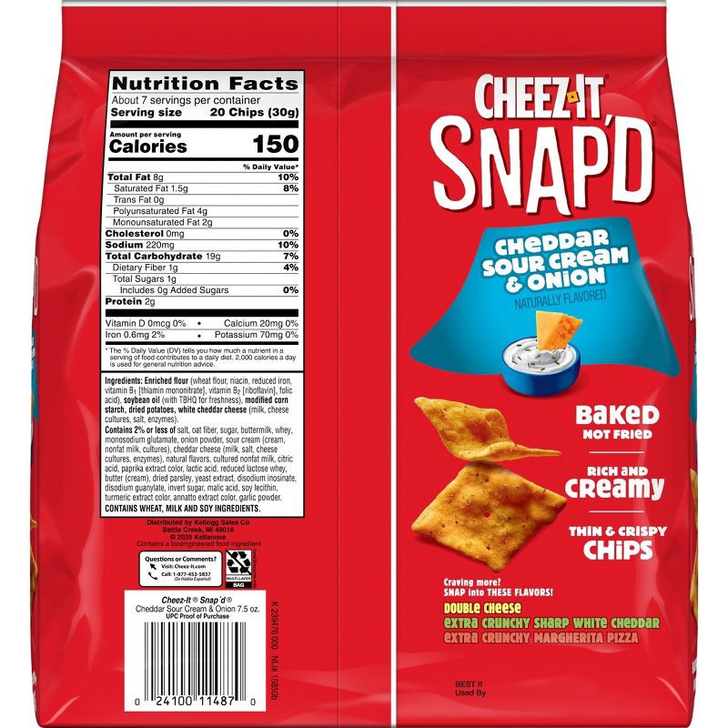 slide 6 of 9, Cheez-It Snap'd Cheddar Sour Cream & Onion Crackers - 7.5oz, 7.5 oz