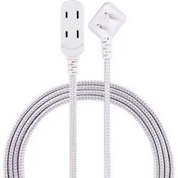 Cordinate 8' 3 Outlet Polarized Extension Cord Gray/White