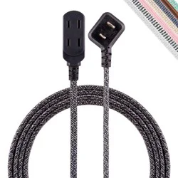 Cordinate 8' 3 Outlet Polarized Extension Cord Black/White