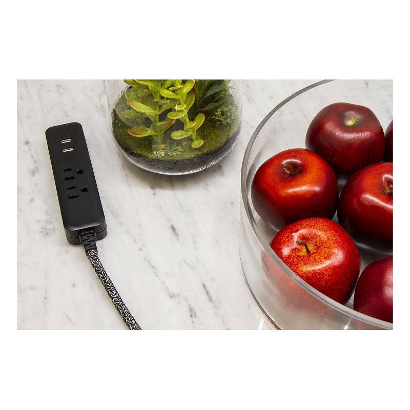 slide 5 of 6, Cordinate 4' 2 AC 2 USB Extension Cord Dark Heather, 1 ct